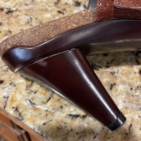 Caressa Fisher Mule size 8 brown, Leather upper & linings NEW 3” heel 4” w/sole - Picture 10 of 14